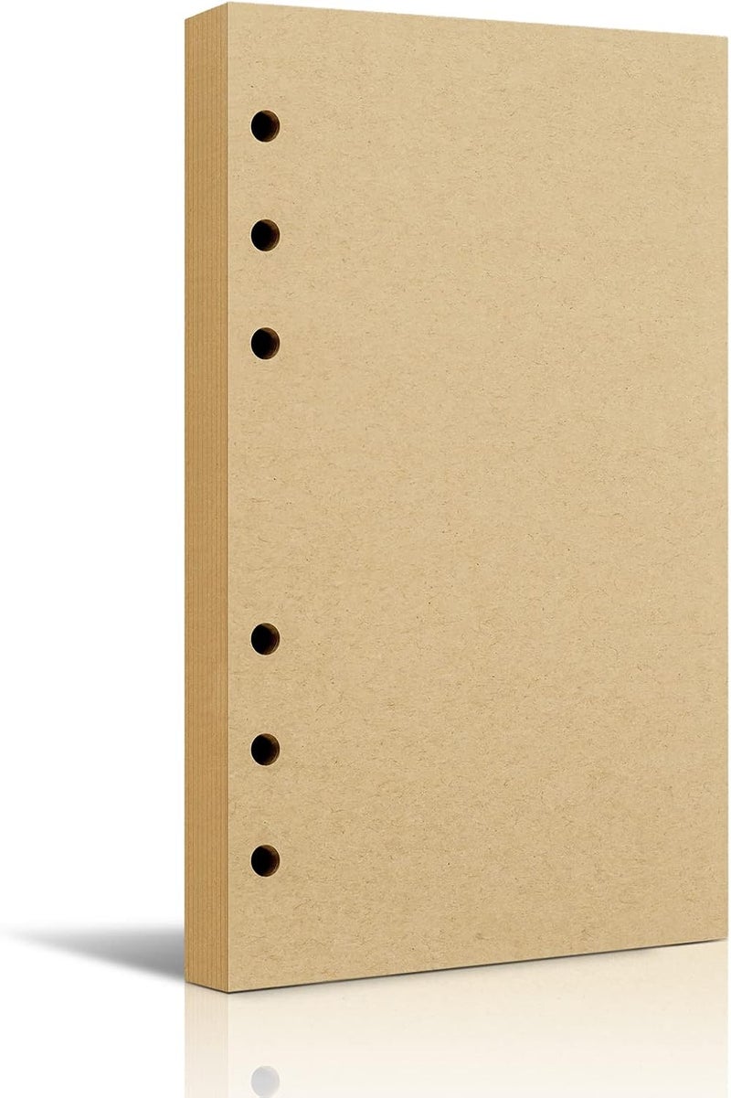 Tofun A6 Blank Vintage Refillable Paper, Retro A6 Binder Refills Paper for 6-Ring Binders Planner Traveller Journal Notebook Dairy, Blank Filler Paper, 80 Sheets 160 Pages, Blank - Image 1